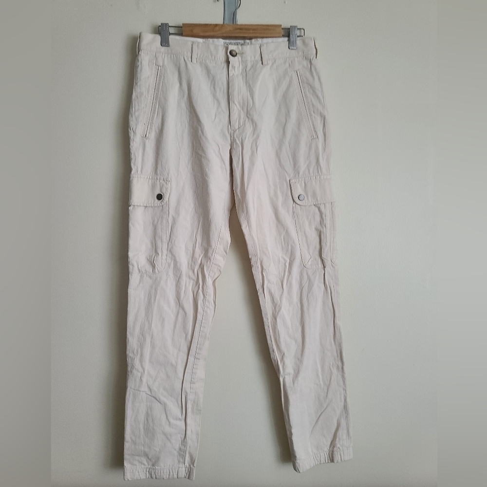 Club Monaco Fitted Cargo Pants Sz 31 x 32 | Cream | Preloved